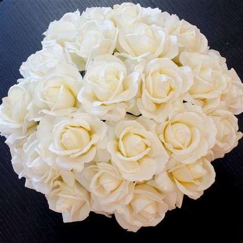 Very Large White Real Touch Rose Arrangement With Square Glass Etsy