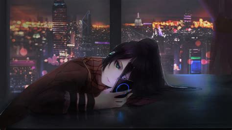 2560x1080 Anime Girl Using Phone 2560x1080 Resolution Hd