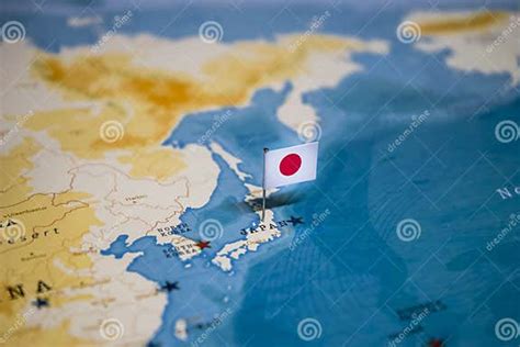 A Bandeira Do JapÃ£o No Mapa Mundial Imagem De Stock Imagem De