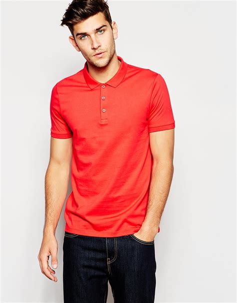 Asos Polo Shirt In Jersey In Red For Men Lyst