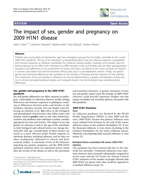 Pdf The Impact Of Sex Gender And Pregnancy On 2009 H1n1 Disease