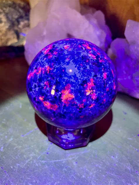 82mm uv firestone aka yooperlite sphere orb ball mineral display specimen