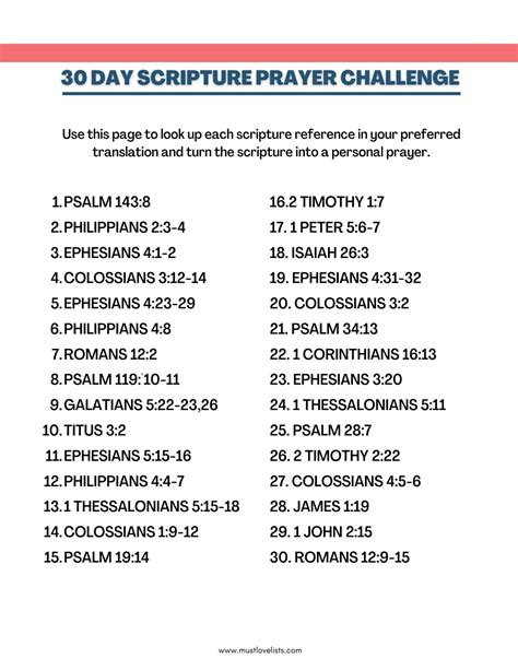 30 Days Of Praying Scripture Must Love Lists