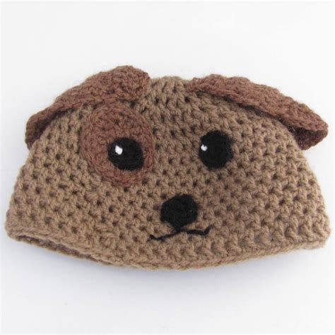 Baby Puppy Dog Hat Brown Dog Hat Crochet Baby Beanie Etsy