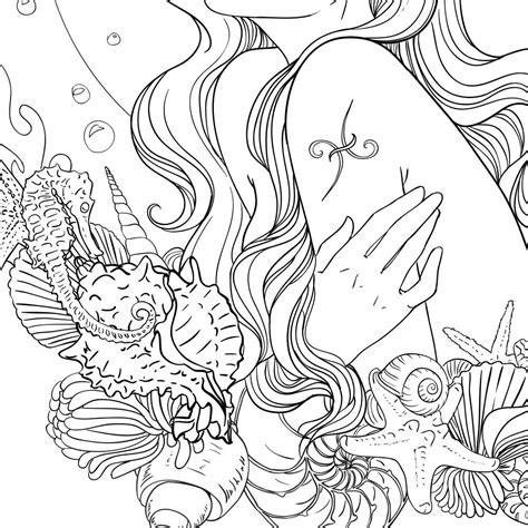 Pisces Coloring Page Adult Coloring Page Pisces Line Art Printable