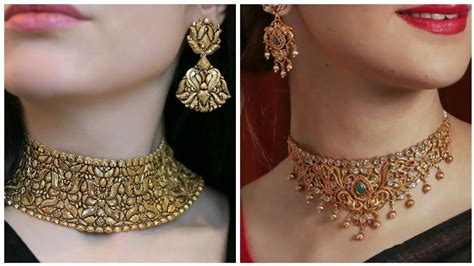 Traditional Outstanding Gold Choker Necklace Designs Ideas For Women