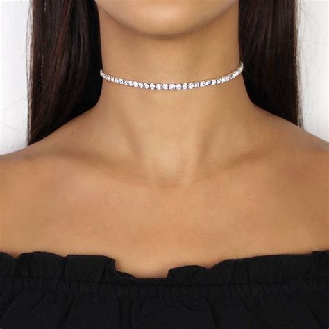One Row Rhinestone Choker Three Colours By NIKITA Diamond Jewelry Necklace Pearl Jewelry