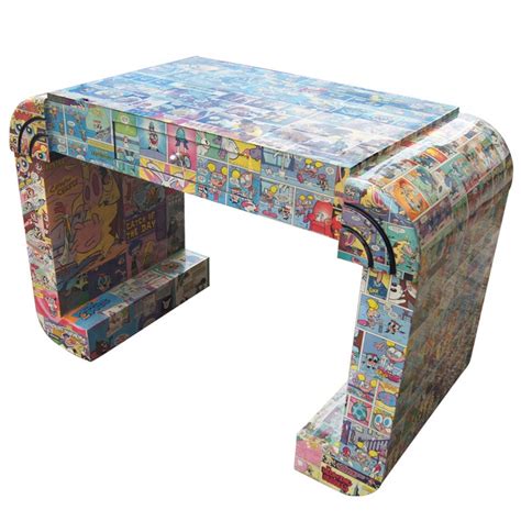 Comic Strip Decoupaged Console Table Desk At 1stdibs