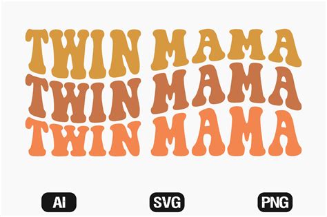 Twin Mama Wavy Retro Svg T Shirt Design Graphic By Hosneara 4767