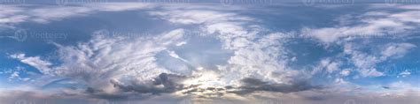 Seamless Hdri Panorama 360 Degrees Angle View Blue Evening Sky With