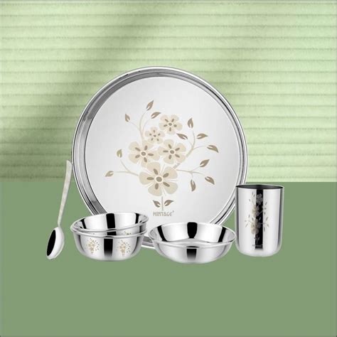 Mintage Silver Stainless Steel Dinner Set 6 Pcs Crestia For Home