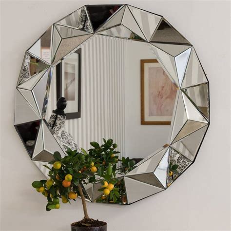 All Glass Geometric Round Mirror 90x90cm Brandalley