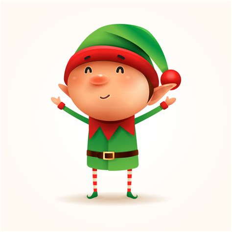 Cute Christmas Elf Illustration Vector Free Download