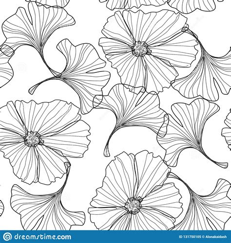 Linear Floral Background Flowers Pattern Stock Vector Illustration