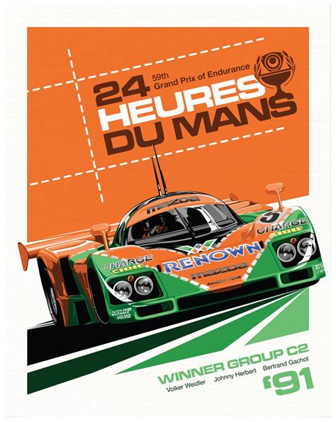 Sean Kane Design Vintage Racing Poster Le Mans Hours Le Mans