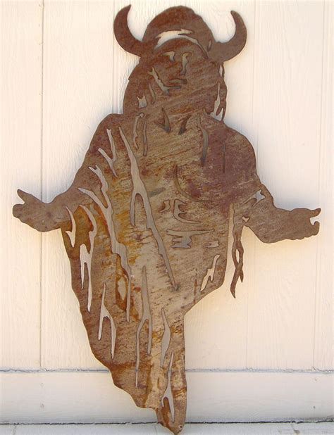 Huge Western Rust Sheet Metal Art Indian Native American 3 Other
