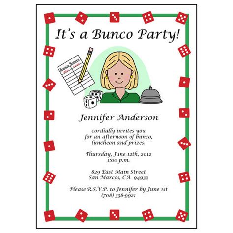 Bunco Party Invitations