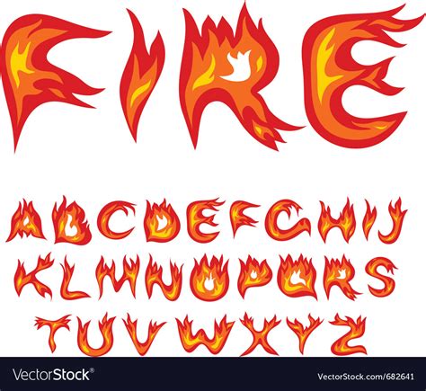 Flame Alphabet Royalty Free Vector Image Vectorstock