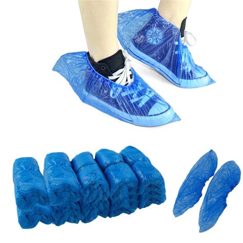 100pcs Medical Waterproof Boot Covers Plastic Disposable Shoe Covers