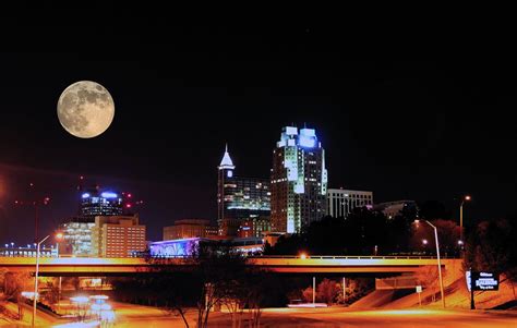 Downtown Raleigh Skyline With Super Moon Image By Randy Bryant Via