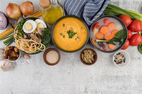 Free Photo Arrangement Of Homemade Soups And Ingredients