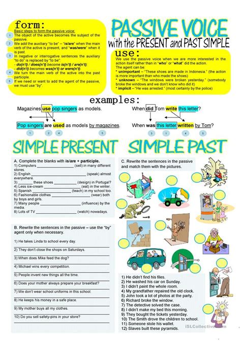Passive Voice With Simple Present And Past Worksheet Free Esl