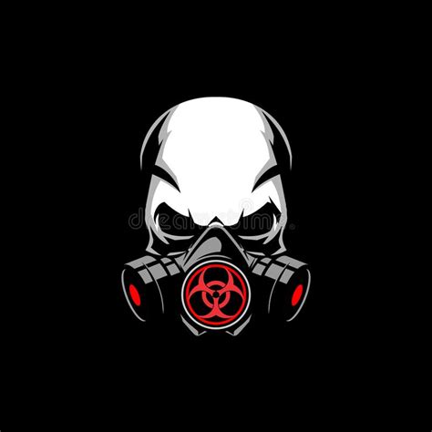 Simple Skull Gas Mask With Biohazard Symbol Vector Template Stock Image