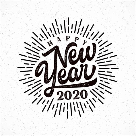Premium Vector Happy 2020 New Year Lettering With Burst Illustration