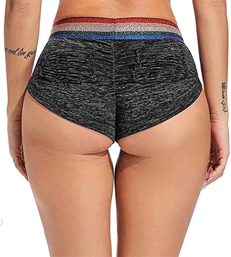 Women Sexy Workout Shorts High Waisted Lounge Lingerie Butt Black