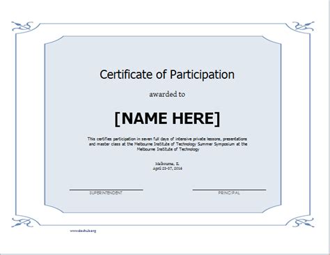 12 Certificate Of Participation Templates Free Printable Word