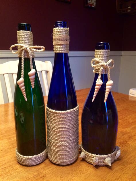 Twine Wrapped Bottles Beach Themed Recycled Wine Bottles Wine
