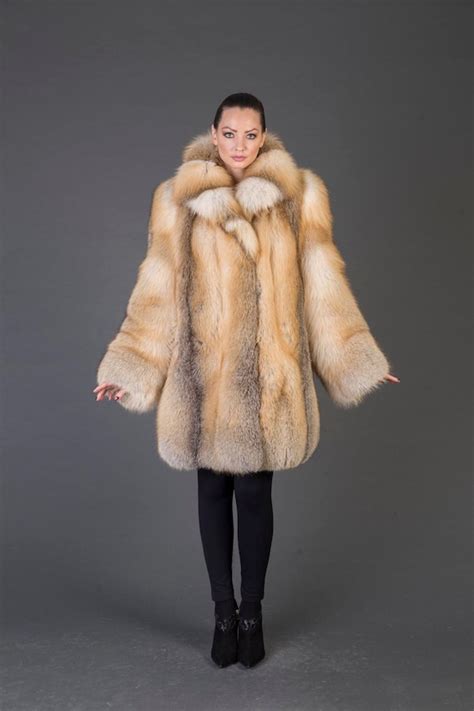 Luxury T Golden Island Fox Fur Coat Fur Jacket Full Etsy