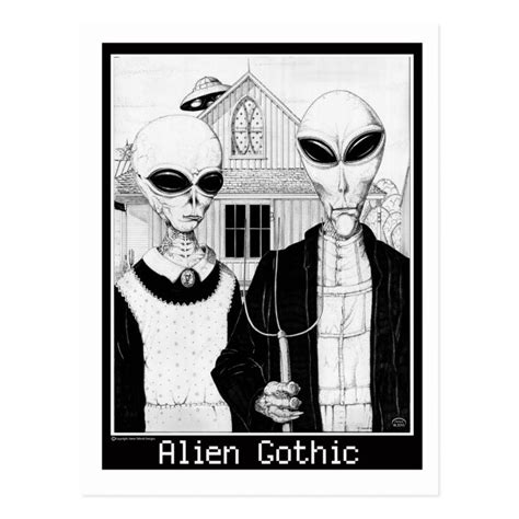 American Gothic Alien Portraits Aliens Postcard Zazzle American