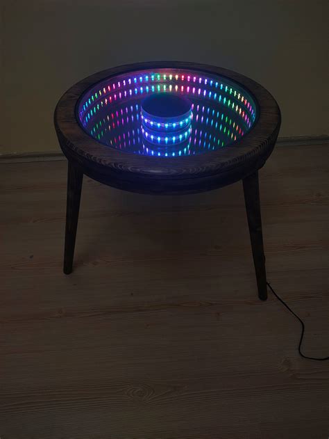 İnfinity Mirror Coffee Table Led Light Table Wooden Coffee Etsy Australia
