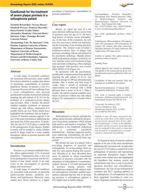 Pdf Guselkumab For The Treatment Of Severe Plaque Psoriasis In A