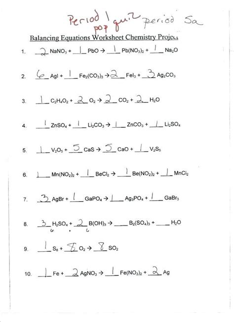 Balancing equations practice worksheet in a learning moderate can be used to check pupils skills and knowledge by answering questions. Balancing Equations Practice Worksheet Answers Chemistry ...