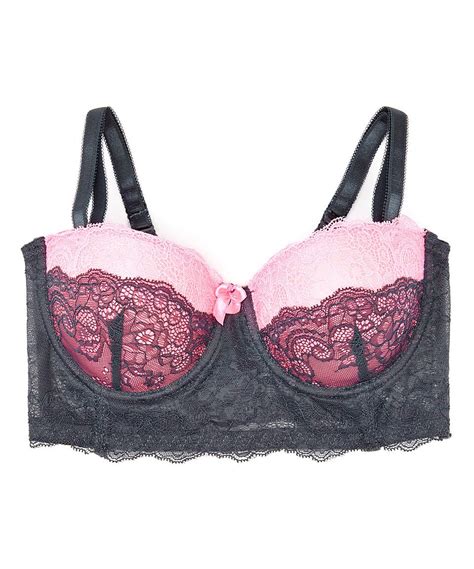This Ebony And Hot Pink Two Tone Lace Longline Bra By Impressions
