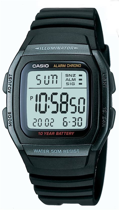 Casio Mens Black Sport Digital Watch With Resin Strap W96h 1bv