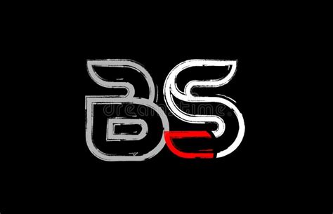 Grunge White Red Black Alphabet Letter Bs B S Logo Design Stock Vector