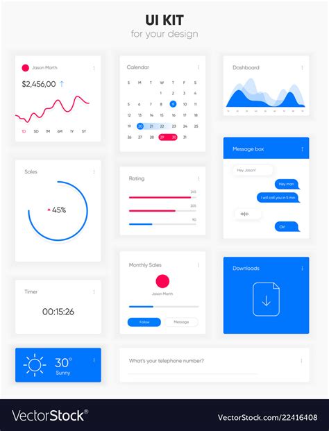 Flat User Interface Set For Website Royalty Free Vector