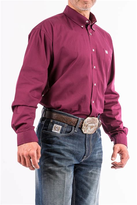 cinch jeans men s 3xl solid burgundy button down western shirt