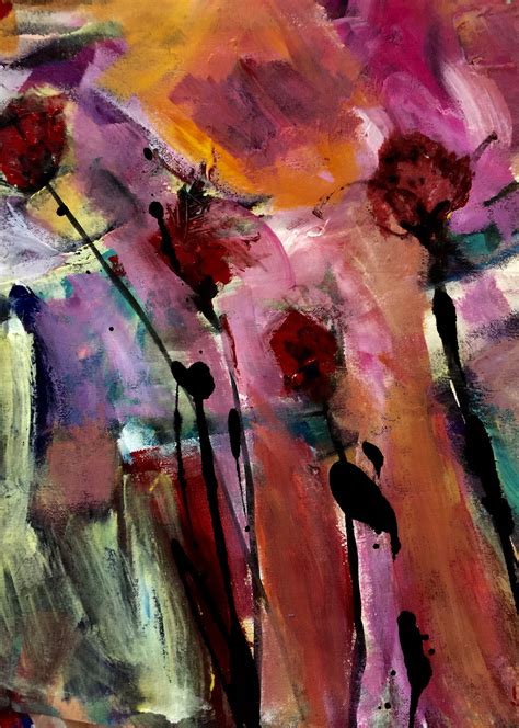Rosies & posies downtown florist. Abstract flowers by Shirley Johnson. Ink and acrylic on ...