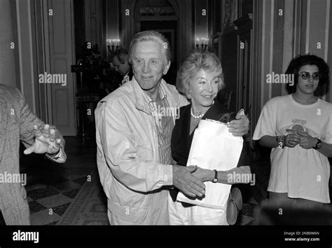 Kirk Douglas With Wife Anne Douglas Born Anne Buydens At The Villa D