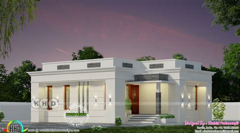 Flat Roof 2 Bedroom Single Floor Home Plan Kerala Home Design And