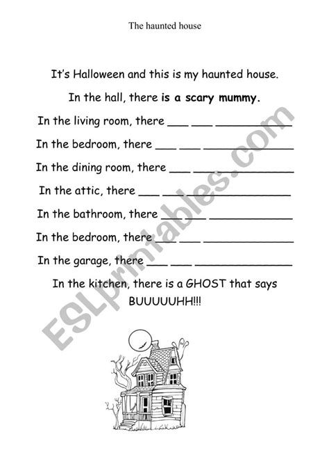 The Haunted House Halloween Esl Worksheet By Carcanta