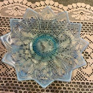 Northwood Accents Antique Northwood Blue Opalescent Glass Spoke And