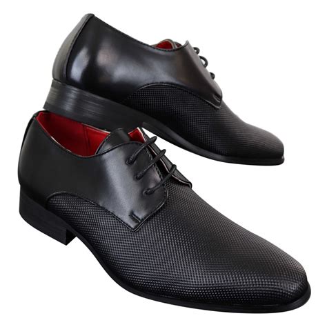 Mens Black Laced Faux Leather Shoes Buy Online Happy Gentleman United States