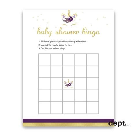 Purple Unicorn Baby Shower Games Package 10 Printable Games Etsy
