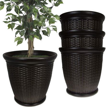View our full range of indoor & outdoor plants, pots, accessories & care guides. 4 Suncast 22" Large Plastic Resin Wicker Planter Pots ...