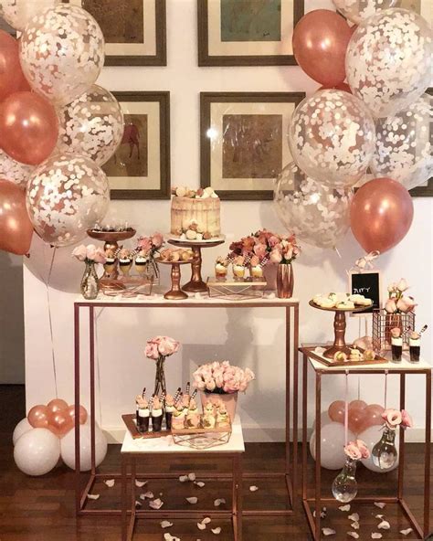 #donutpartyideas navy rose gold and gold confetti latex balloonwedding | etsy. Rose Gold Quinceañera Inspiration For Your Quince | Gold ...